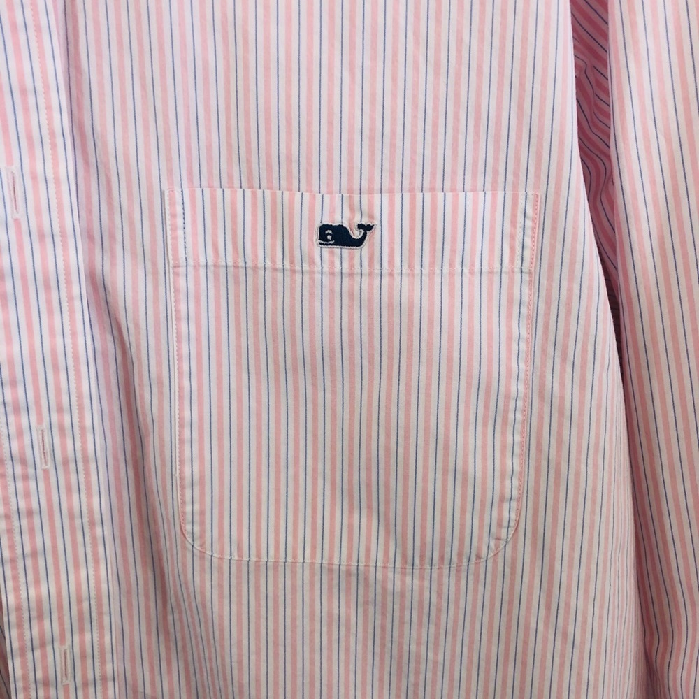 Vineyard Vines Pink & Blue Striped Tucker Shirt L